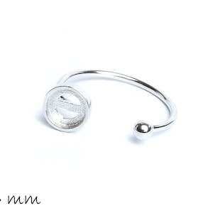 Ring blank, sterling silver 925, silver, with socket Ø 6 mm