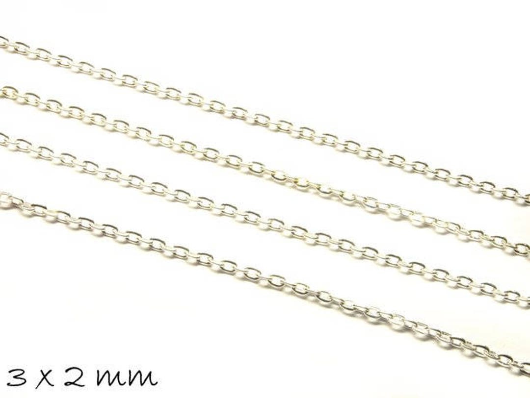 10 Meter Silberketten Glänzend – 5x3x0,6 Mm Glieder, Ohne Verschluss, Metall Silberfarben