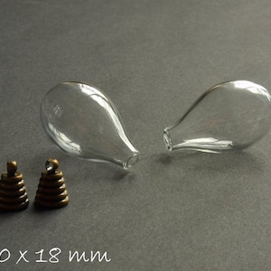 2 PCs hollow beads clear drops 30 x 18 mm image 1