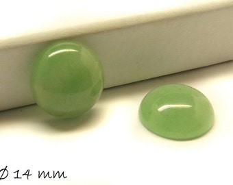 2 pcs cabochons gemmes, aventurine verte, 14 mm