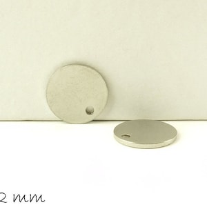 6 Anhänger Edelstahl Stempel Plättchen Ø 12 mm