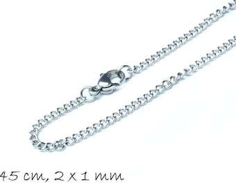Fertige Gliederkette Edelstahl, Twisted Chain , silber, 45 cm lang, Kettengliedergröße 2 x 1 mm