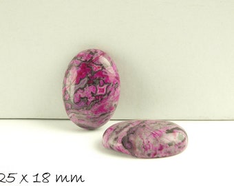 Edelstein Cabochon, Ripple-Jasper, 25 x 18 mm, lila