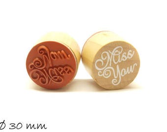 1 Stk Stempel " Miss You " Gummistempel Ø 30mm rund