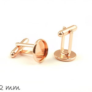 Cufflinks rose gold cabochon 12 mm setting