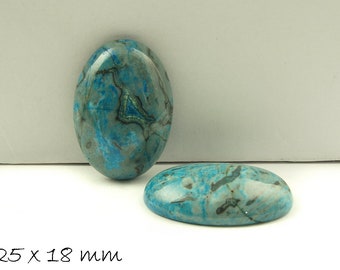 Edelstein Cabochon, Ripple-Jasper, 25 x 18 mm, blau