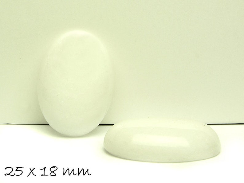 1 Stk Cabochons, weiße Jade, 25 x 18 mm Bild 1