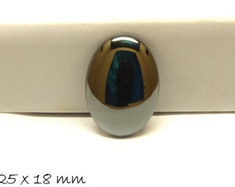 1 pc cabochon, hematite, black shiny, 25 x 18 mm