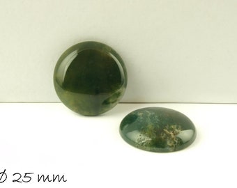 Gemstone Cabochon, Moosachat, Ø 25 mm