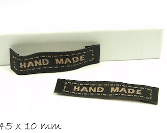 Pack of 10 woven ribbon labels "Hand Made" 45 x 10 mm