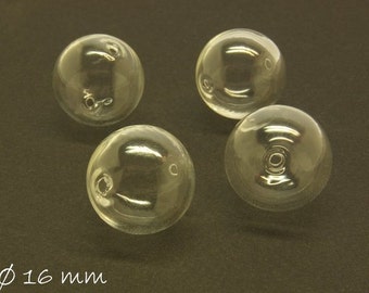 Glasperlen Perlen hohl transparent Ø 16 mm