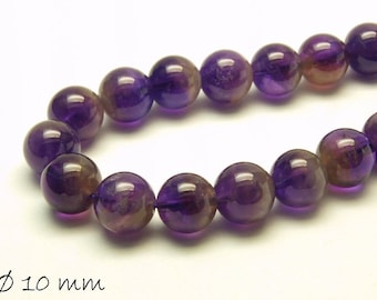 10 Stk Amethyst Perlen Ø 10 mm