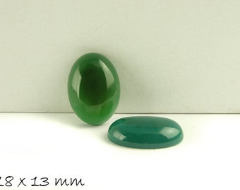2 pcs gemstone cabochons agate, 18 x 13 mm green