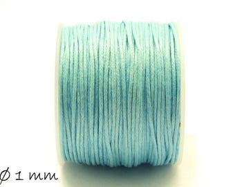 0,30EUR/m - 5 m Wachsband, Baumwollschnur, blau, hellblau, Ø 1 mm