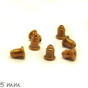 Ear nuts for ear studs, stoppers, copper, 6 x 5 mm