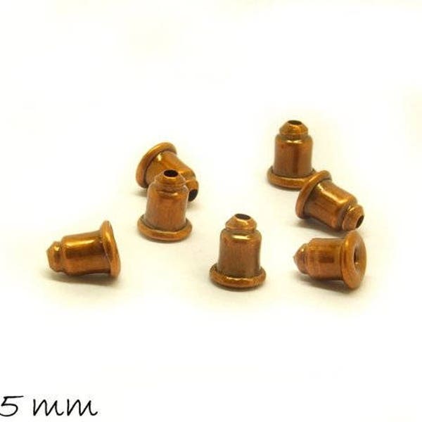 Ear nuts for stud earrings, stopper, copper, 6 x 5 mm