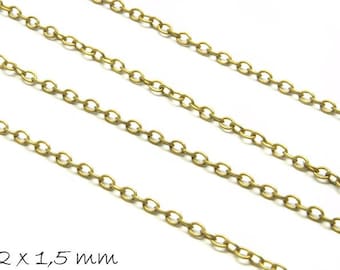 0.86EUR/meter - 5 m link chain bronze, fine, 2 x 1.5 mm