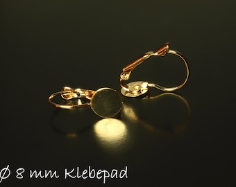 Klappbrisuren gold, 16 x 11 mm, Ø 8 mm Klebepad