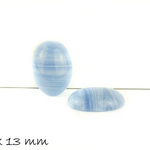 2 Pcs Gemstone Cabochon'S blue, striped agate 18 x 13 mm