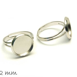 Ring blanks 17 mm platinum silver with 12 mm cabochon setting