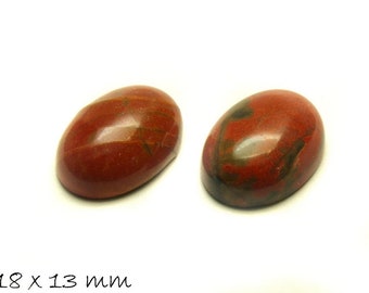 2 pcs cabochons, red jasper, 18 x 13 mm