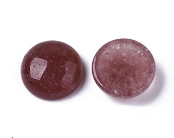 Gemstone cabochons, strawberry quartz, 18 mm