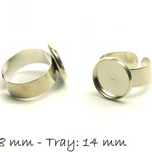 Ring blanks platinum silver, 14 mm cabochon setting