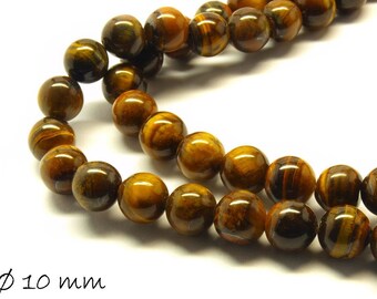 Edelstein Perlen Tigerauge Ø 10 mm