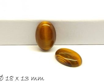 2 Stk Edelstein Cabochons, Tigerauge, 18 x 13 mm, oval