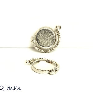 Rotating pendant with cabochon setting medallion 12 mm, antique silver