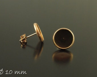 Perno de acero inoxidable rosegold en blanco, pendientes de 10 mm