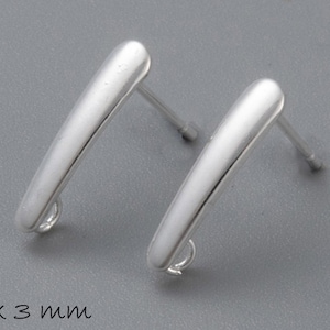 May include: Two silver earring posts, each with a curved bar measuring 15 x 3 mm.