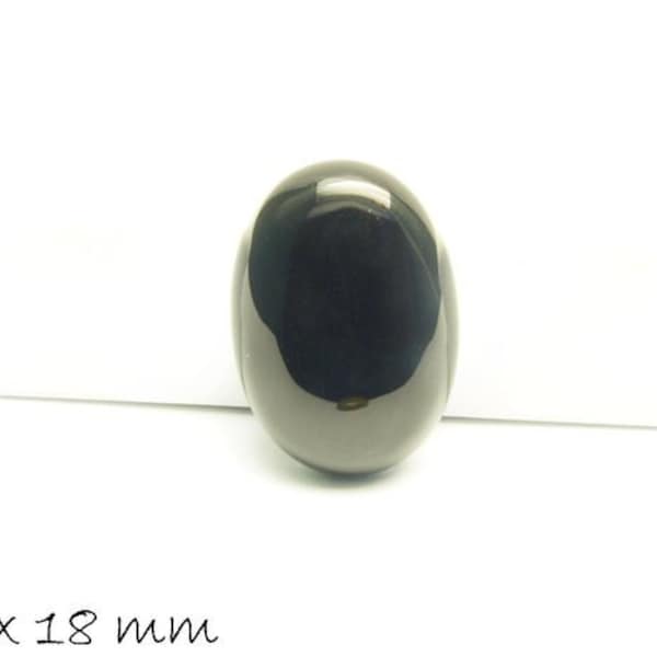 Gemstone cabochon black agate, 25 x 18 mm