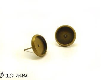 Ohrstecker Rohling Fassung bronze, 10 mm Ohrringe Stecker