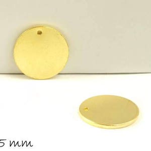 6 pcs tag stamp stainless steel plate round disc gold Ø 15 mm