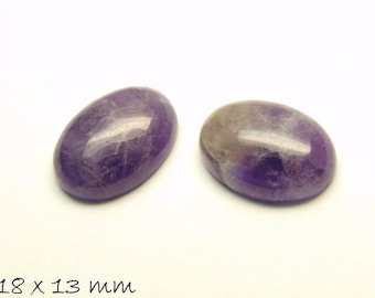 2 PCs gemstone cabochons Amethyst, 18 x 13 mm