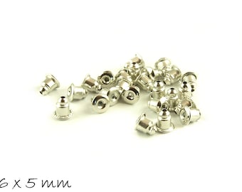 Ecrou pour clous d'oreilles, bouchon, acier inoxydable, argent 6 x 5 mm