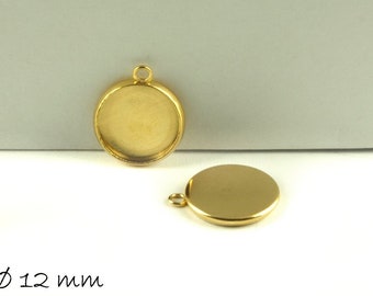 Anhänger m. Fassung 12 mm Edelstahl gold