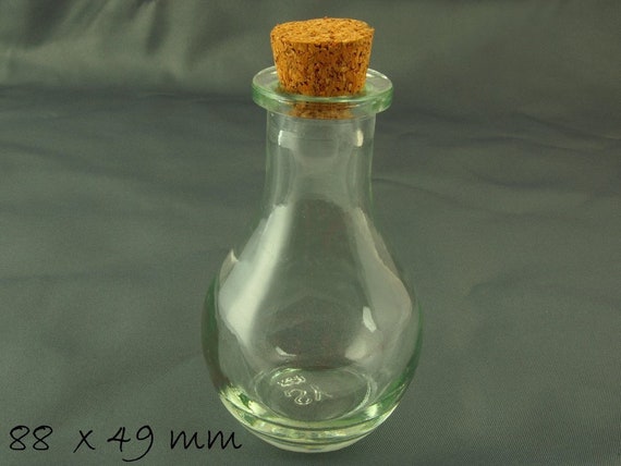 Große Glasflasche m. Korken 88 x 49 mm