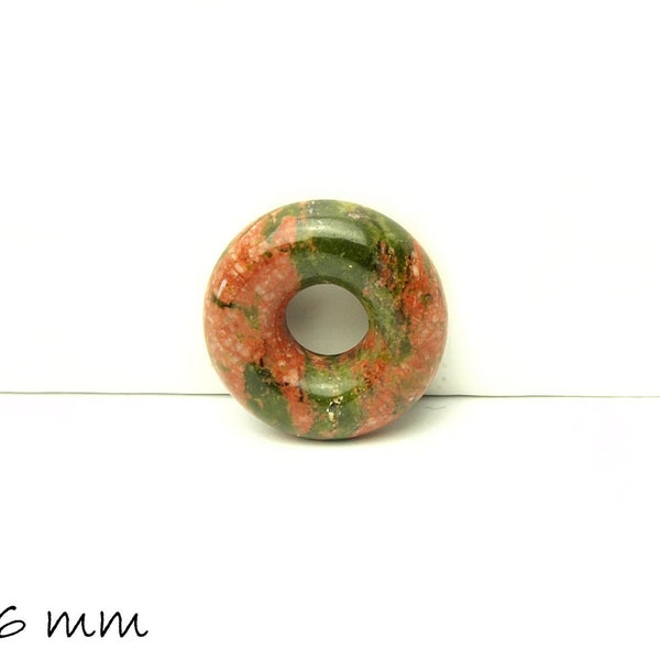 1 pc beignet pendentif pierre de gemme Unakite, Ø 16 mm