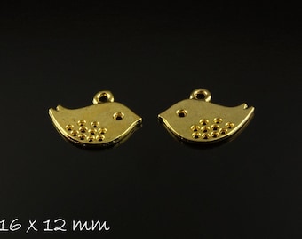 10 Stk Anhänger Vogel gold vintage 16 x 12 mm