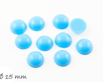 cabochons de résine ronde 10 lumière bleu Ø 15 mm