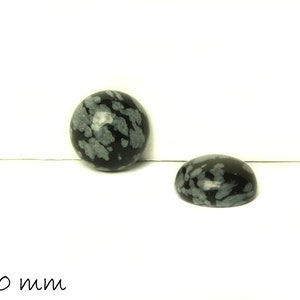 2 pcs gemstone cabochons, snowflakes obsidian, 10 mm