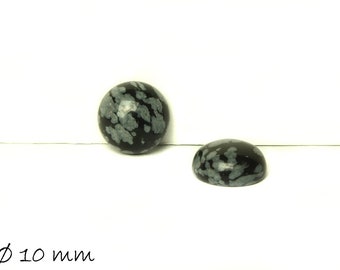 Gemstone cabochons, snowflake obsidian, 10 mm