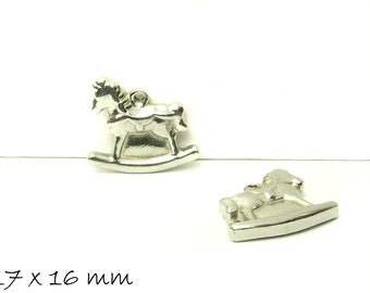 Pendant rocking horse in silver, stainless steel, 17 x 16 mm