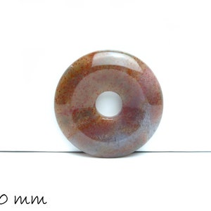 1 pz. Ciondolo a ciambella, pietra preziosa, agata indiana, Ø 30 mm