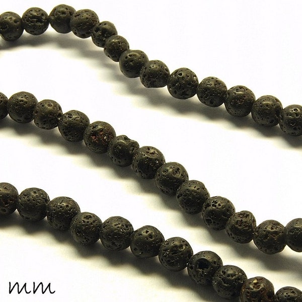 Lava Beads Black Ø 6 mm