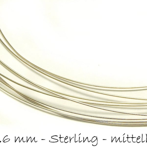 11EUR/m - 0,5 m Schmuckdraht Sterling Silber 925, Ø 0,6 mm