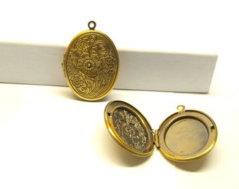 Folding medallions bronze oval flower blossom 24 x 34 mm