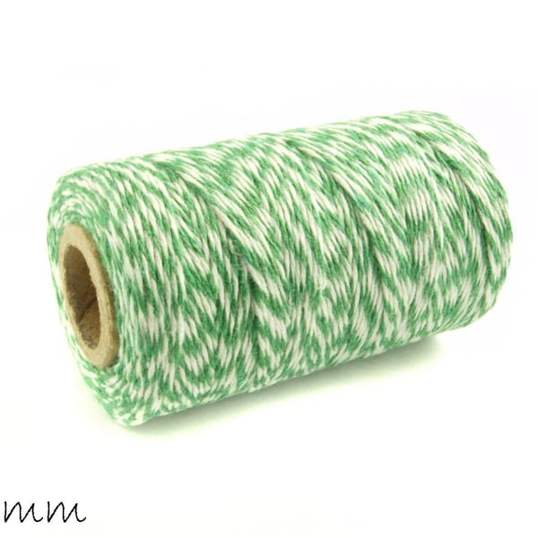 0,05EUR/mètre - 100 m Baker’s Twine, vert-blanc Ø 1 mm